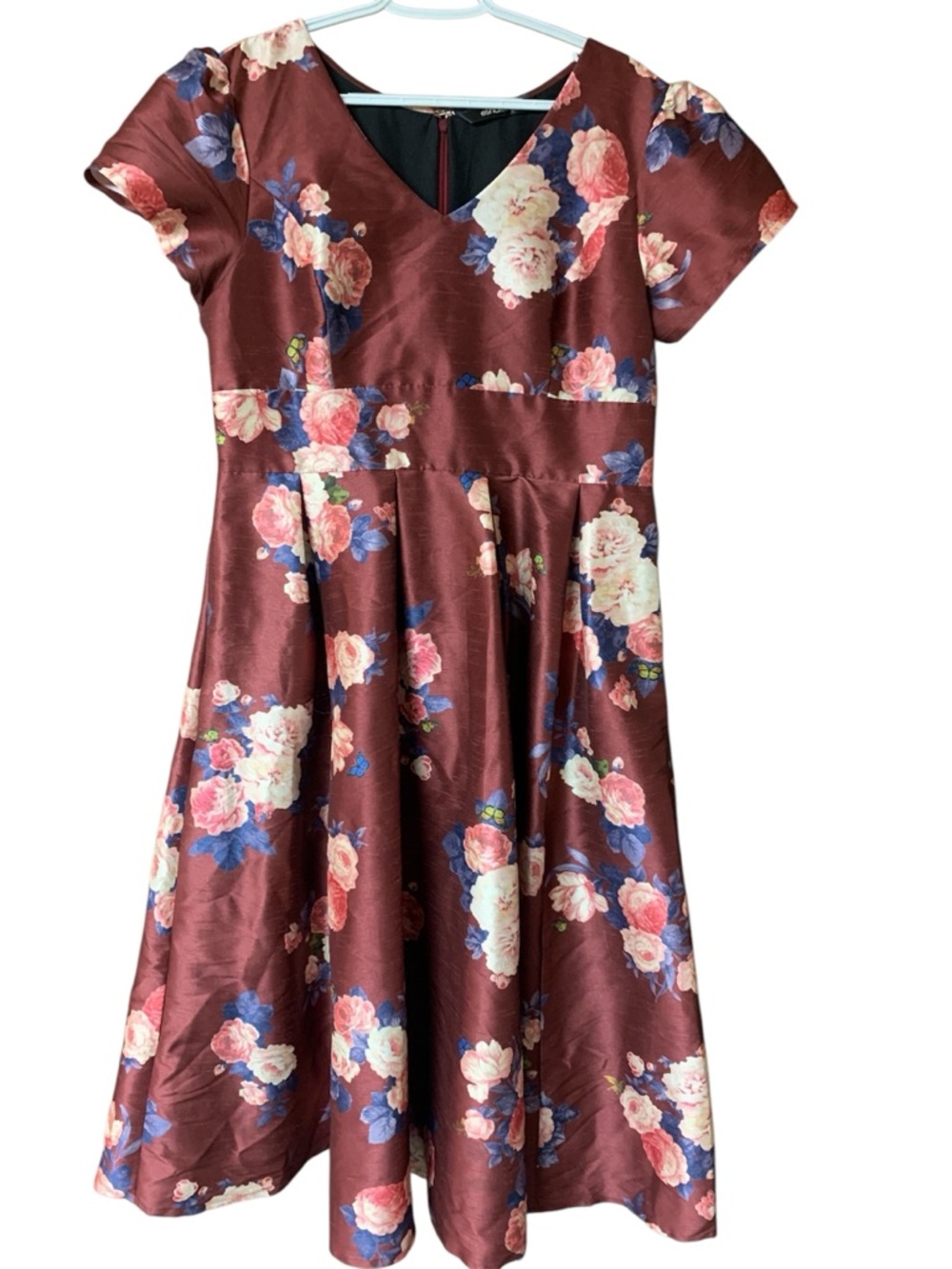 Eshakti Butterfly Rose Floral Print Maxi Fit & Flare Party Cocktail Dress XL/18